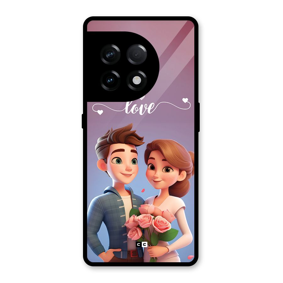 Couple With Flower Glass Back Case for OnePlus 11R