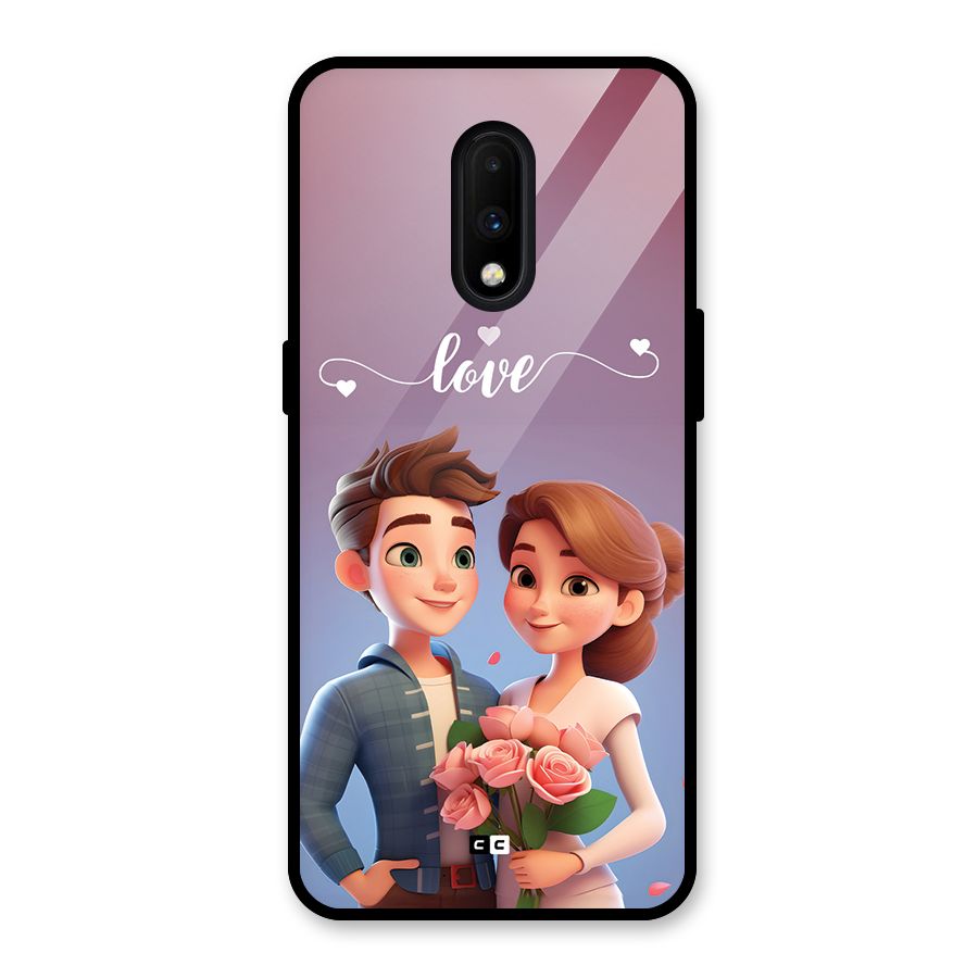 Couple With Flower Glass Back Case for OnePlus 7