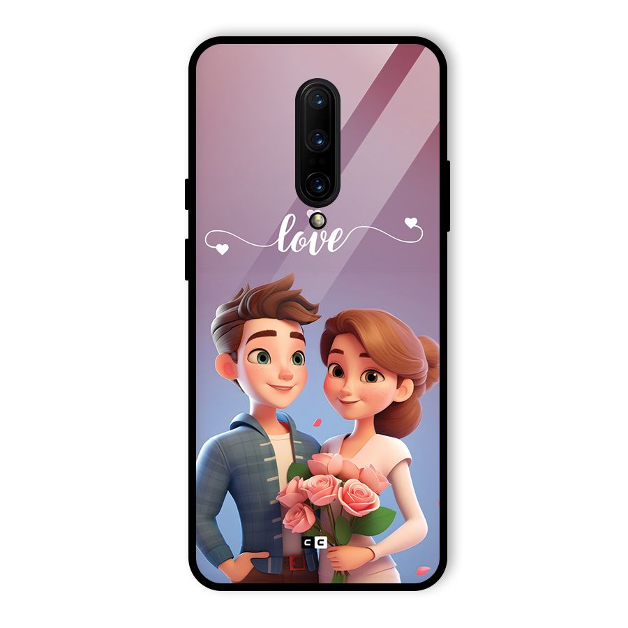 Couple With Flower Glass Back Case for OnePlus 7 Pro