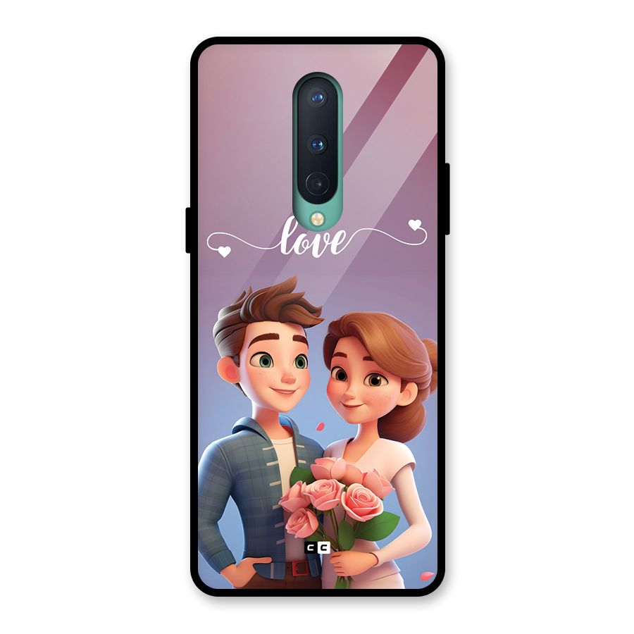 Couple With Flower Glass Back Case for OnePlus 8