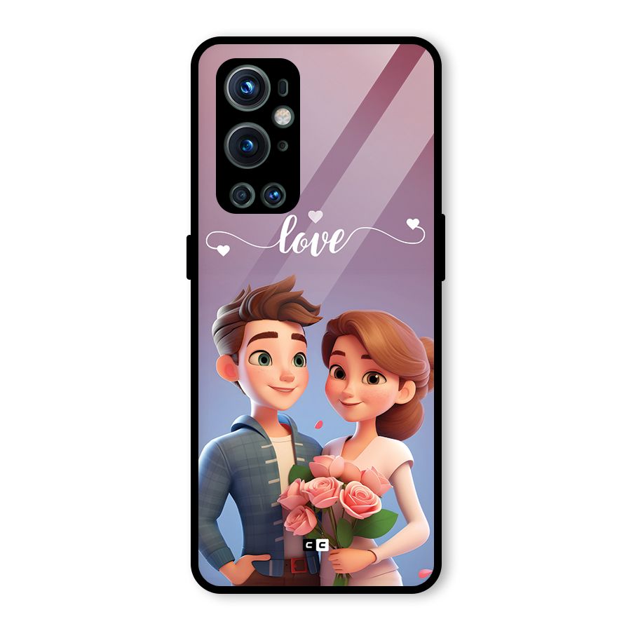 Couple With Flower Glass Back Case for OnePlus 9 Pro