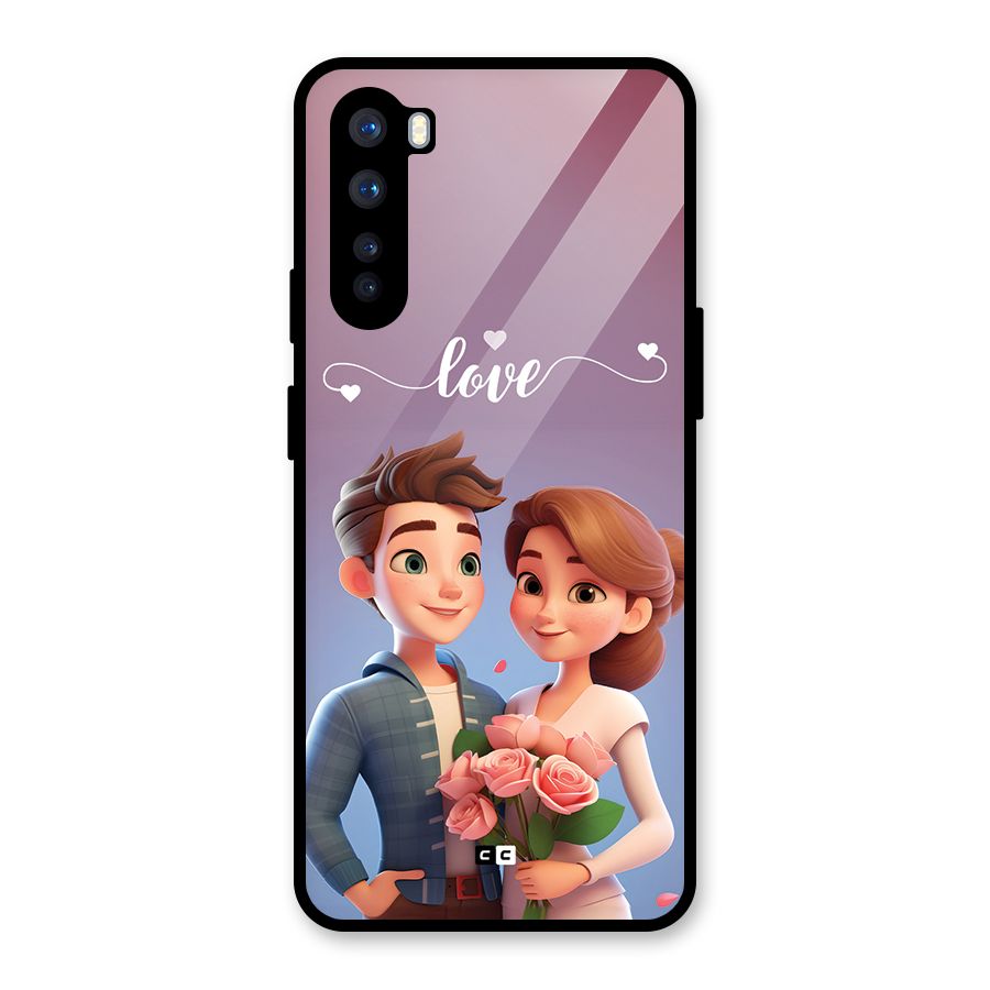 Couple With Flower Glass Back Case for OnePlus Nord