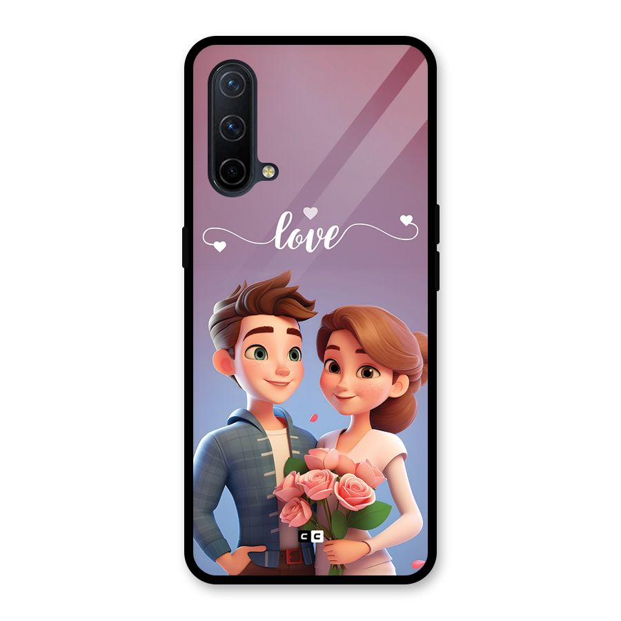 Couple With Flower Glass Back Case for OnePlus Nord CE 5G