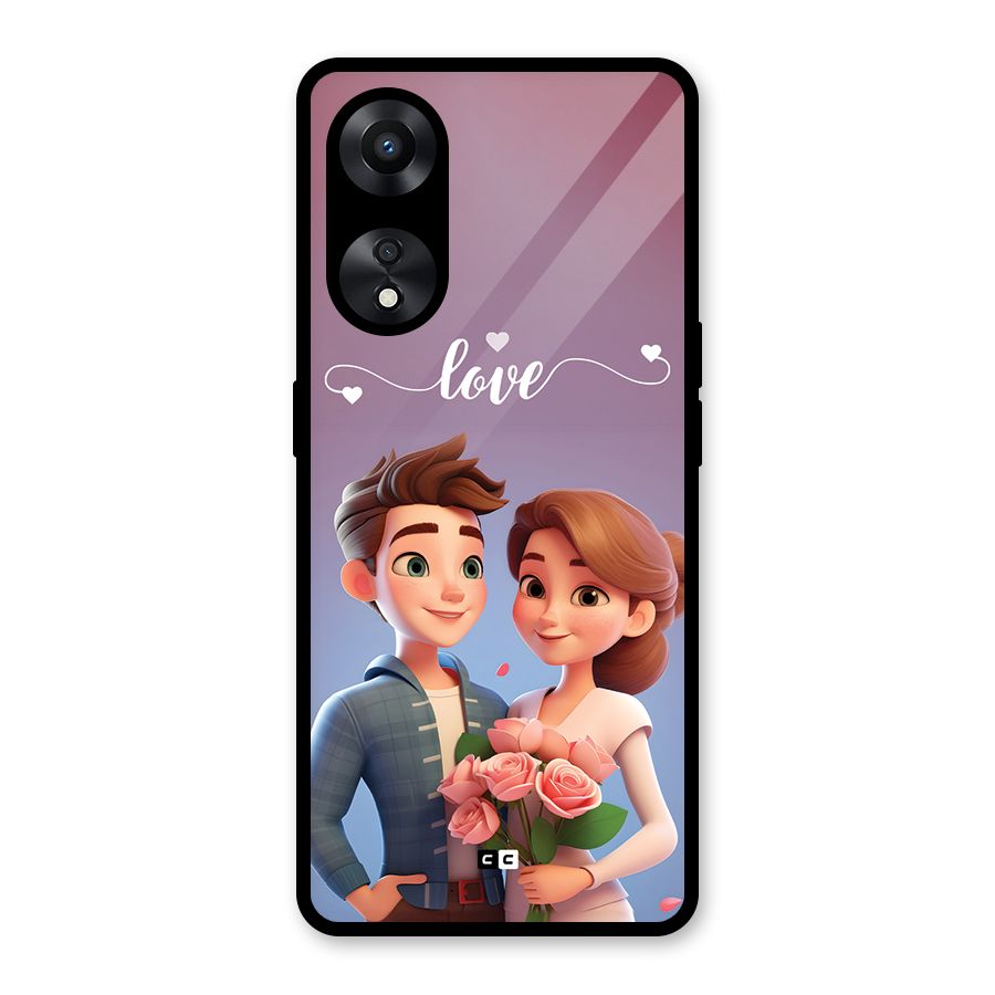 Couple With Flower Glass Back Case for Oppo A78