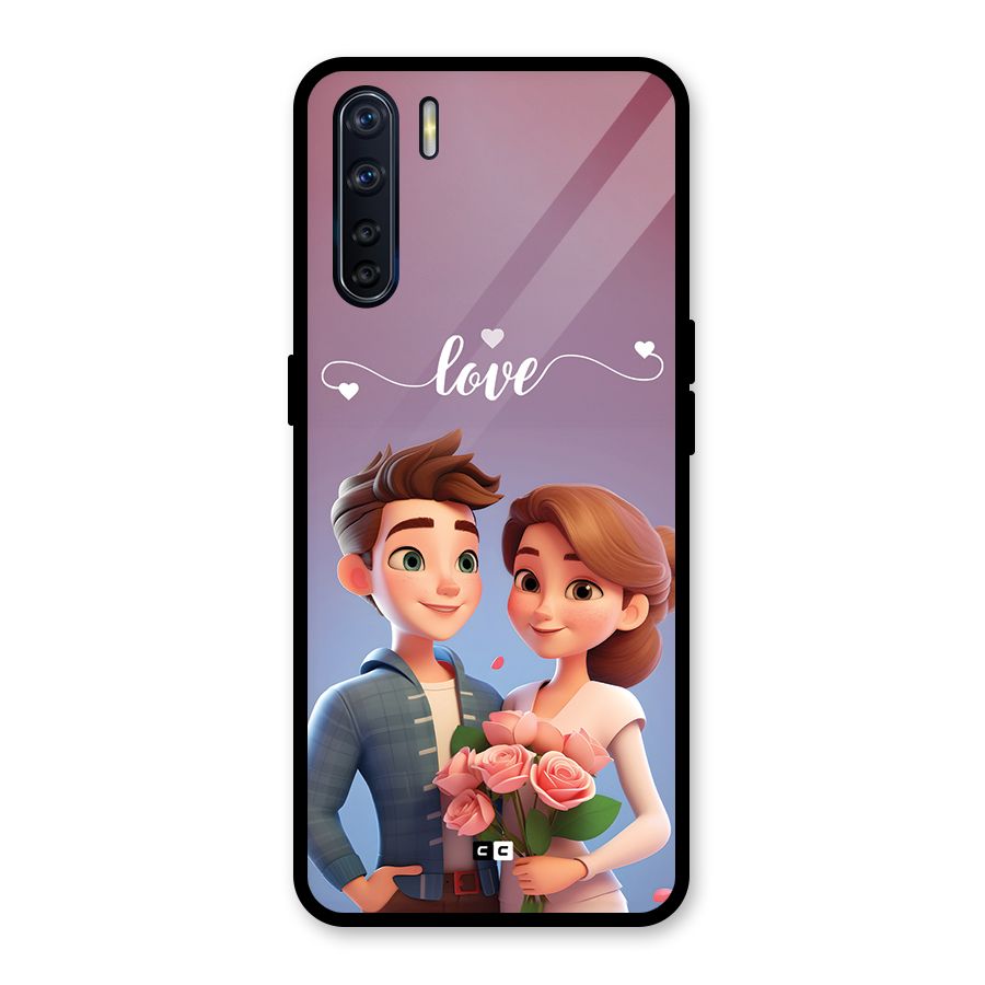 Couple With Flower Glass Back Case for Oppo F15