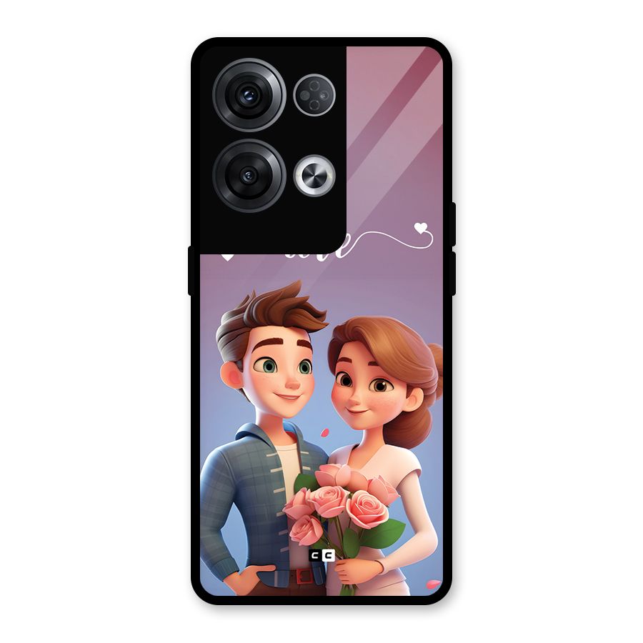 Couple With Flower Glass Back Case for Oppo Reno8 Pro 5G
