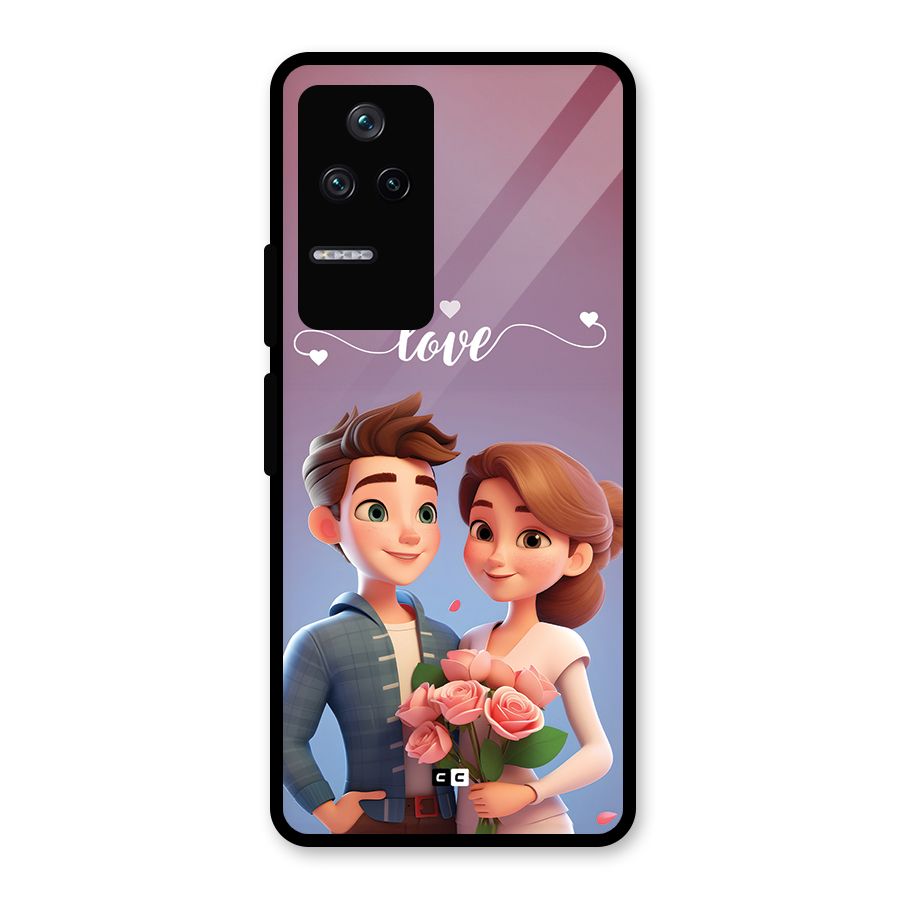 Couple With Flower Glass Back Case for Poco F4 5G