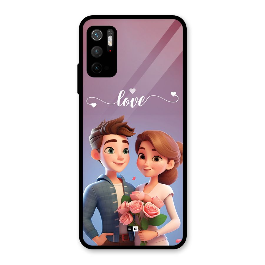 Couple With Flower Glass Back Case for Poco M3 Pro 5G