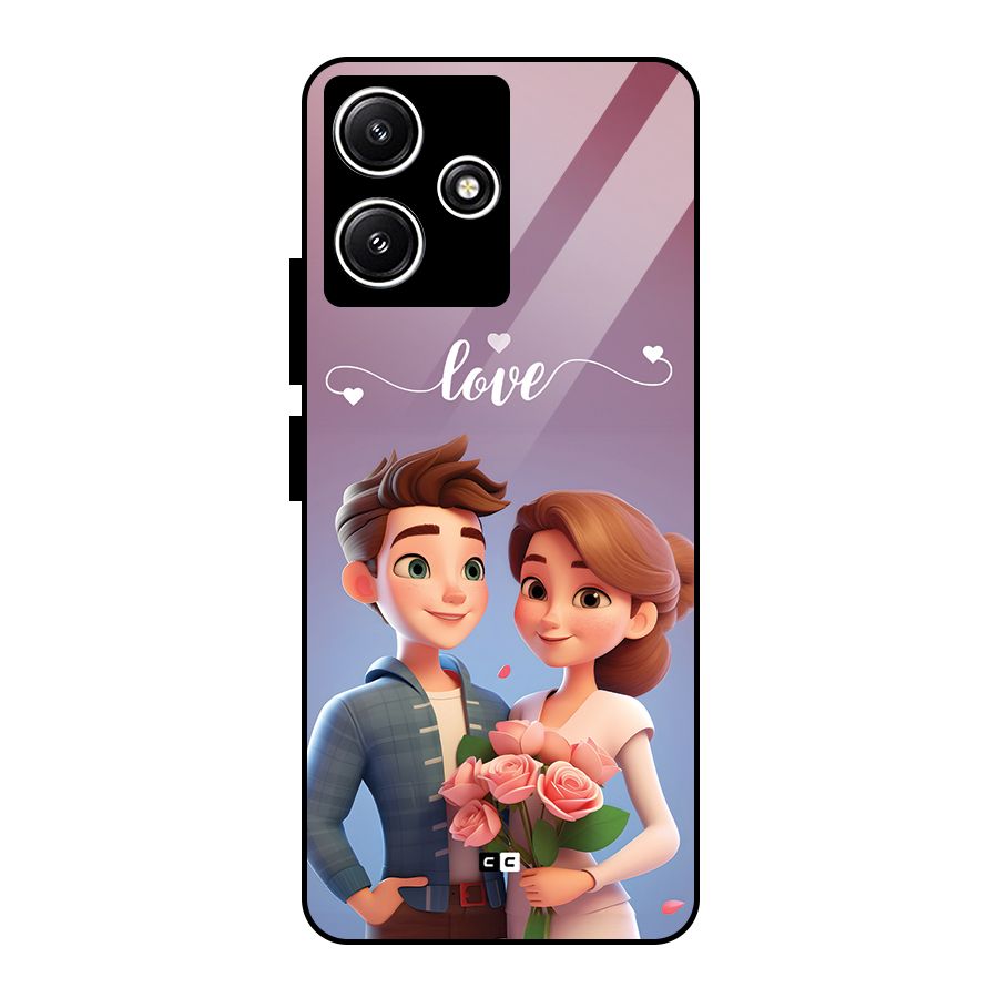 Couple With Flower Glass Back Case for Poco M6 Pro