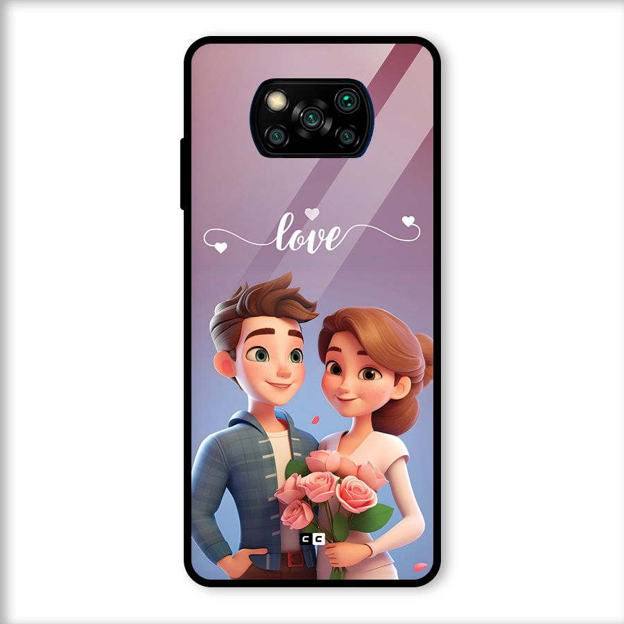 Couple With Flower Glass Back Case for Poco X3