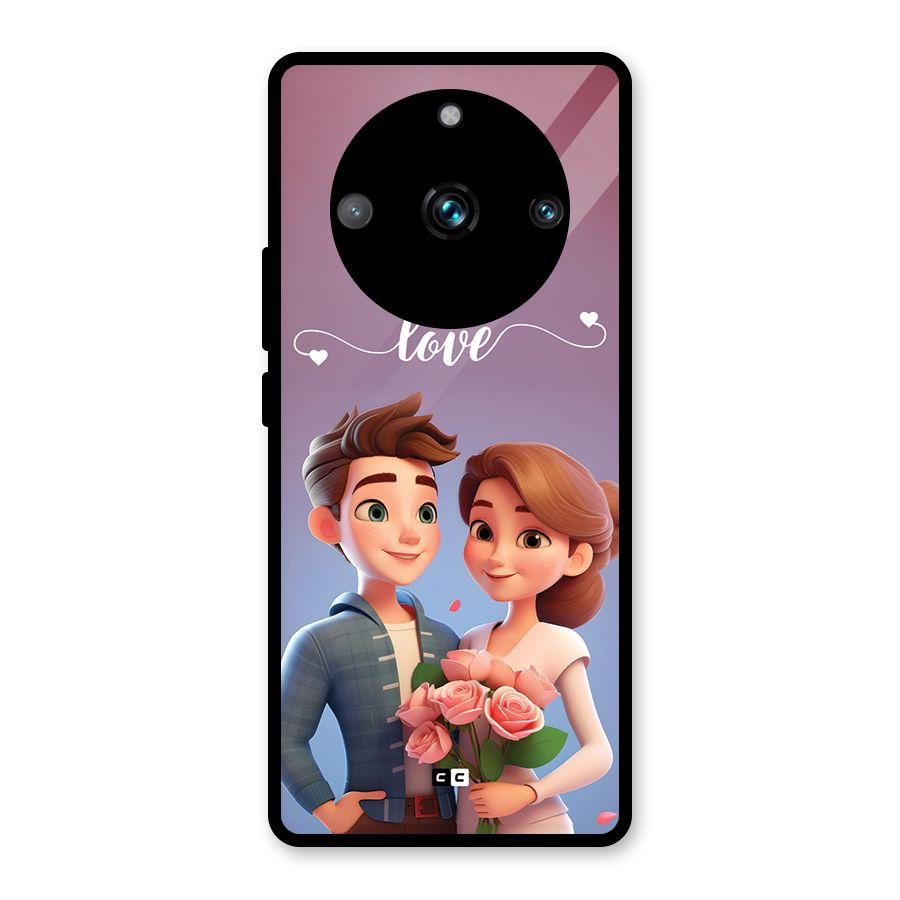 Couple With Flower Glass Back Case for Realme 11 Pro Plus