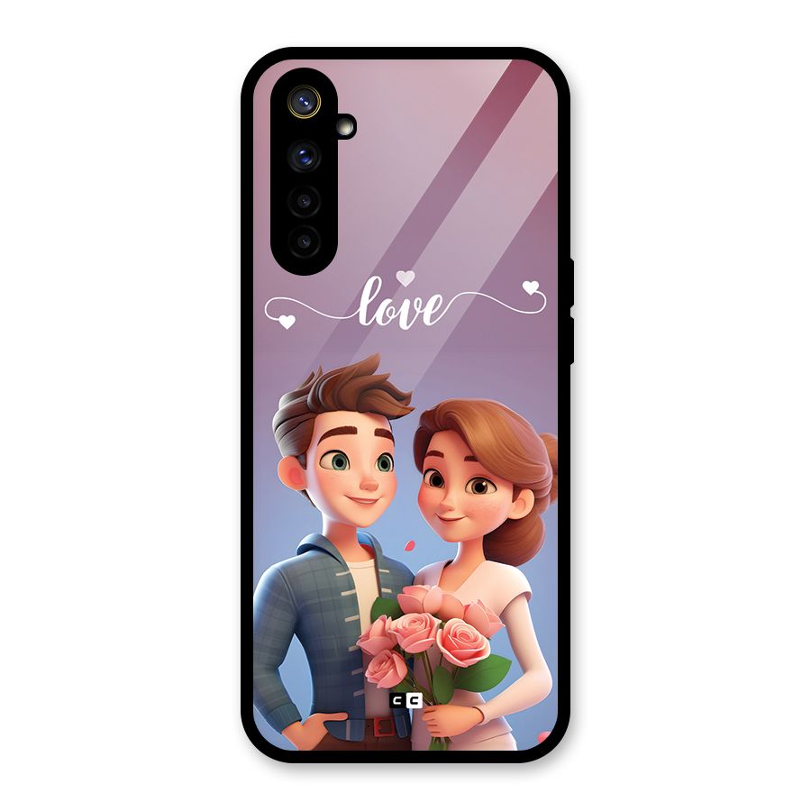 Couple With Flower Glass Back Case for Realme 6i