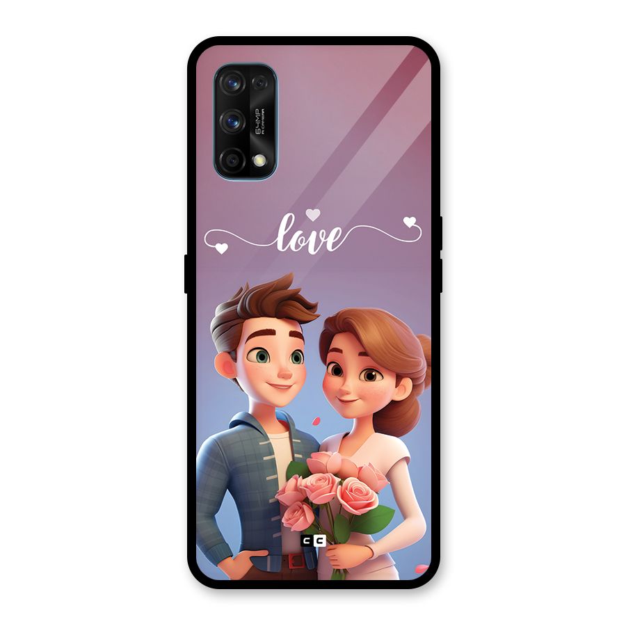 Couple With Flower Glass Back Case for Realme 7 Pro
