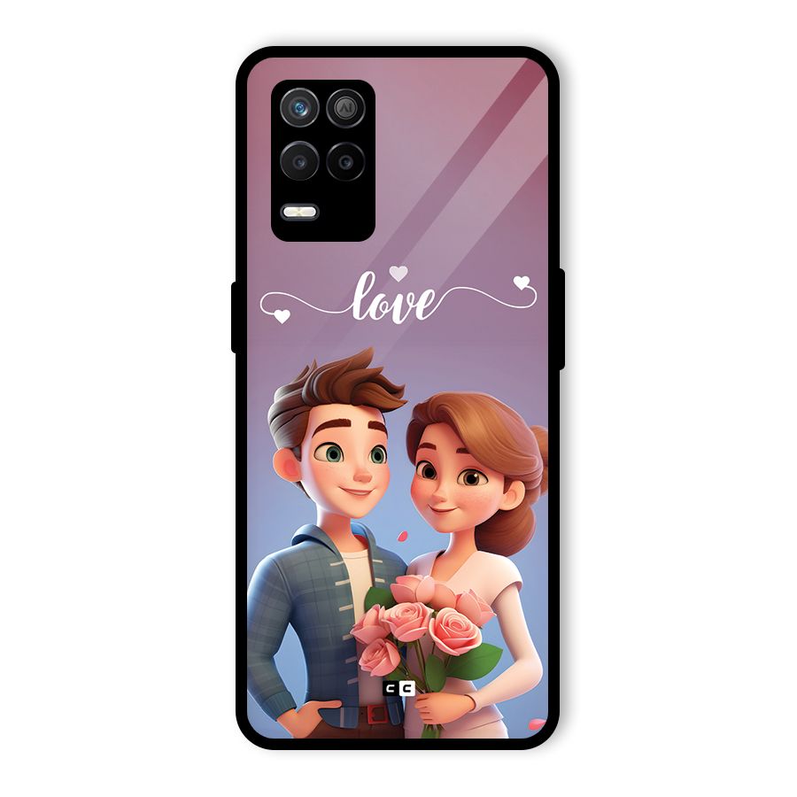 Couple With Flower Glass Back Case for Realme 8 5G