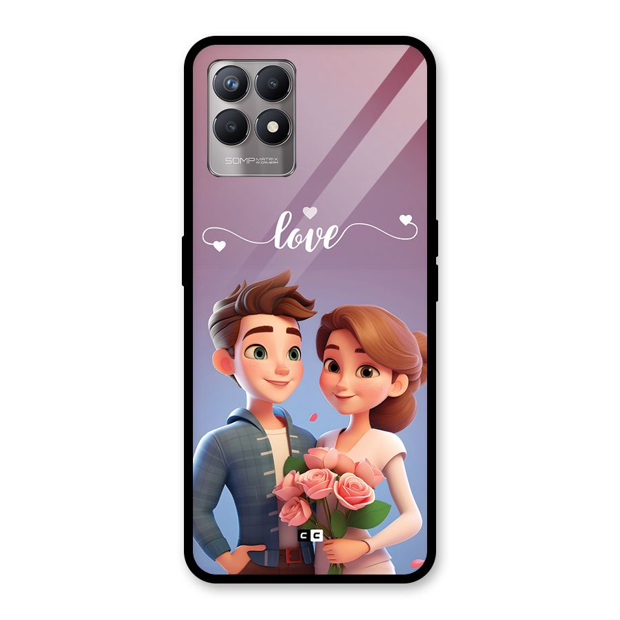 Couple With Flower Glass Back Case for Realme 8i