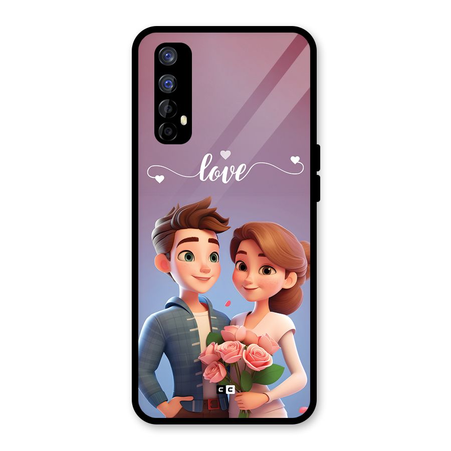 Couple With Flower Glass Back Case for Realme Narzo 20 Pro