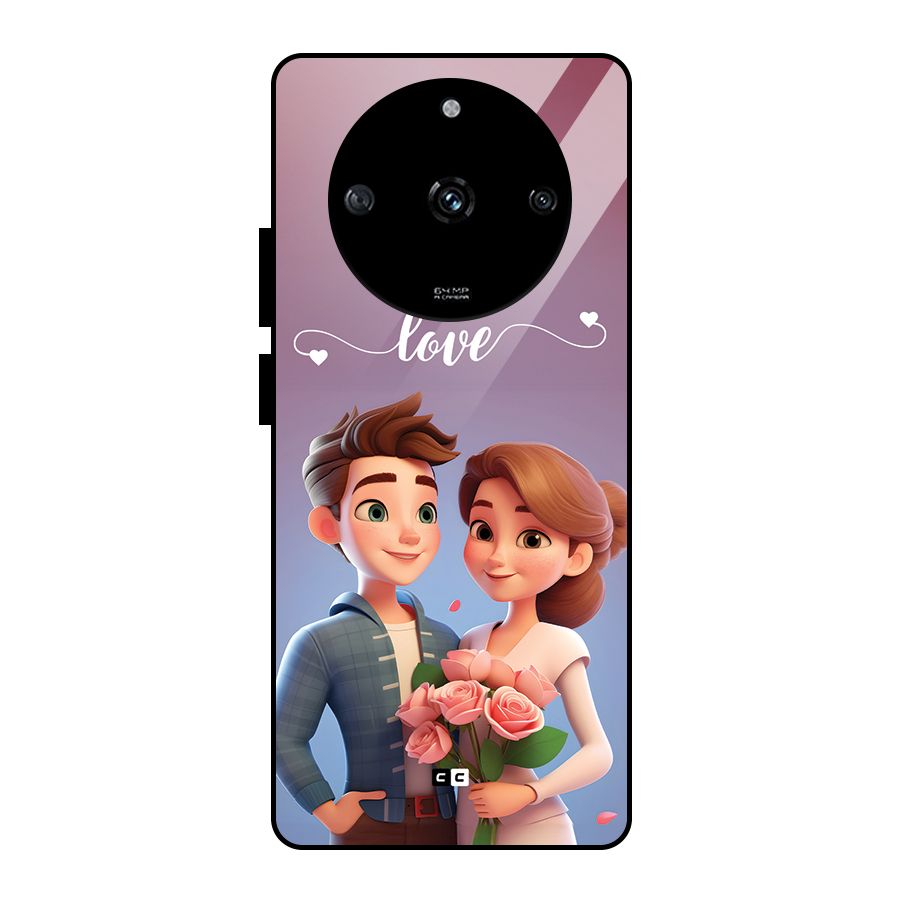Couple With Flower Glass Back Case for Realme Narzo 60 5G