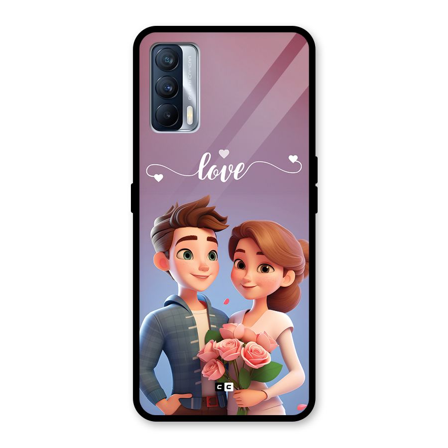 Couple With Flower Glass Back Case for Realme X7