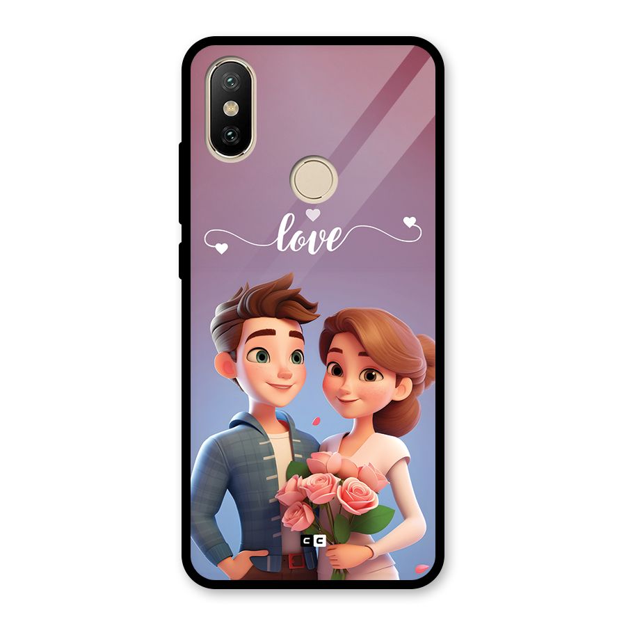 Couple With Flower Glass Back Case for Redmi A2