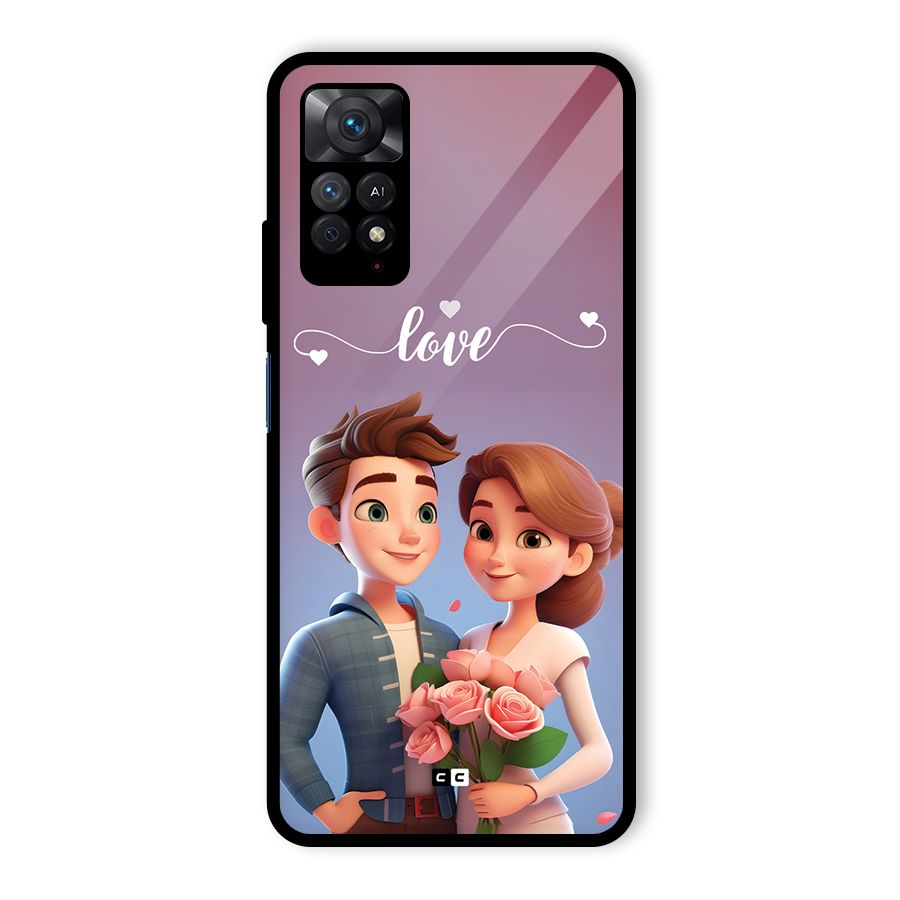 Couple With Flower Glass Back Case for Redmi Note 11 Pro