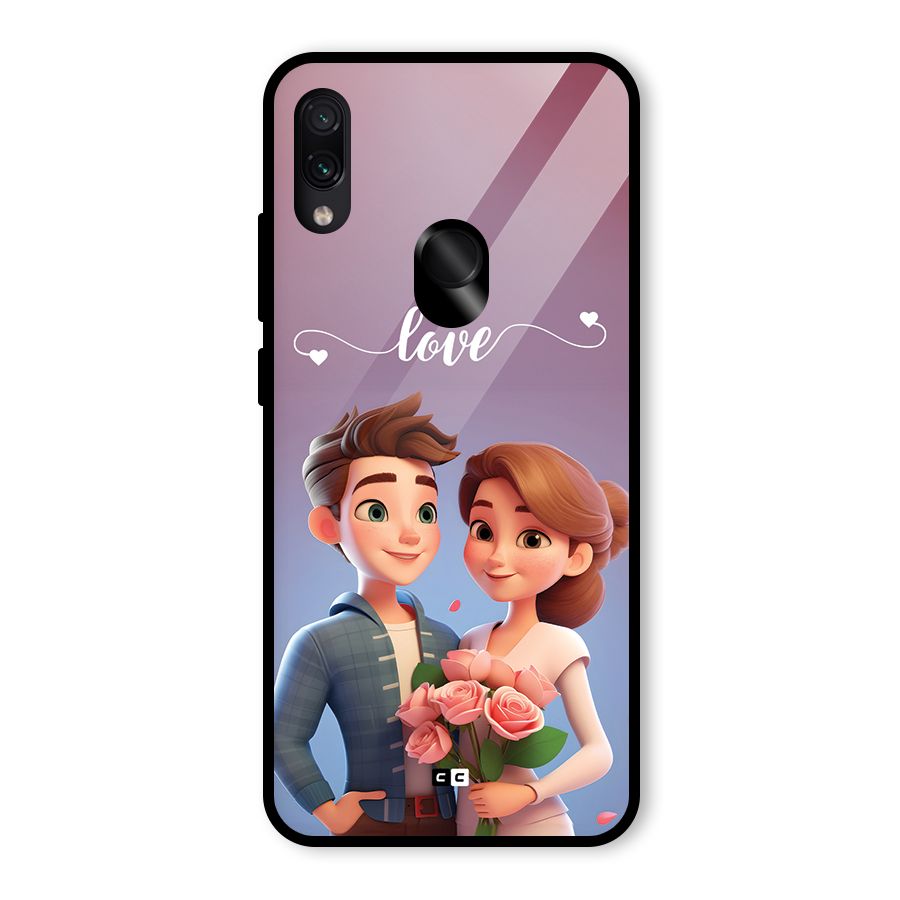 Couple With Flower Glass Back Case for Redmi Note 7 Pro