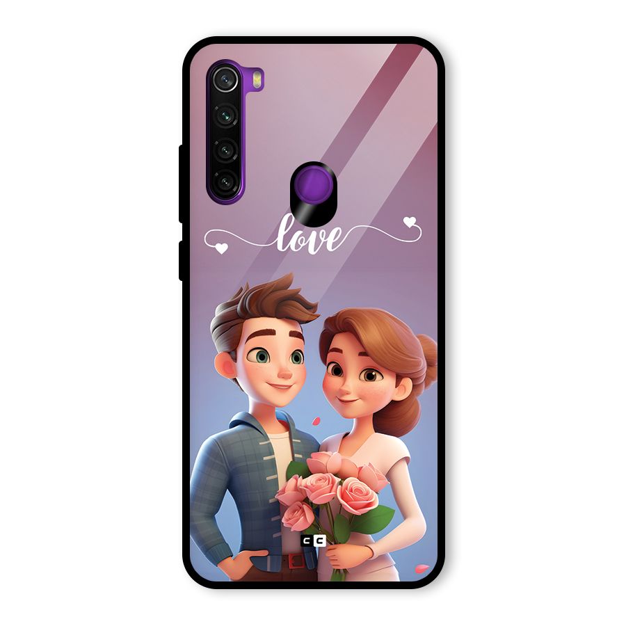 Couple With Flower Glass Back Case for Redmi Note 8