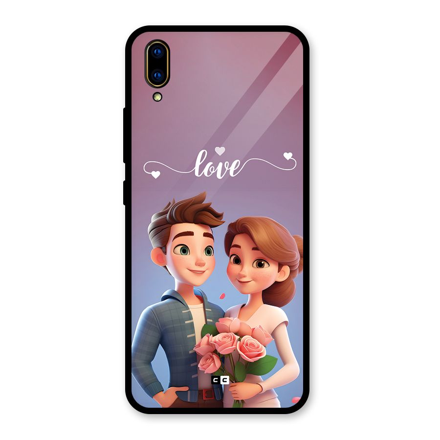 Couple With Flower Glass Back Case for Vivo V11 Pro