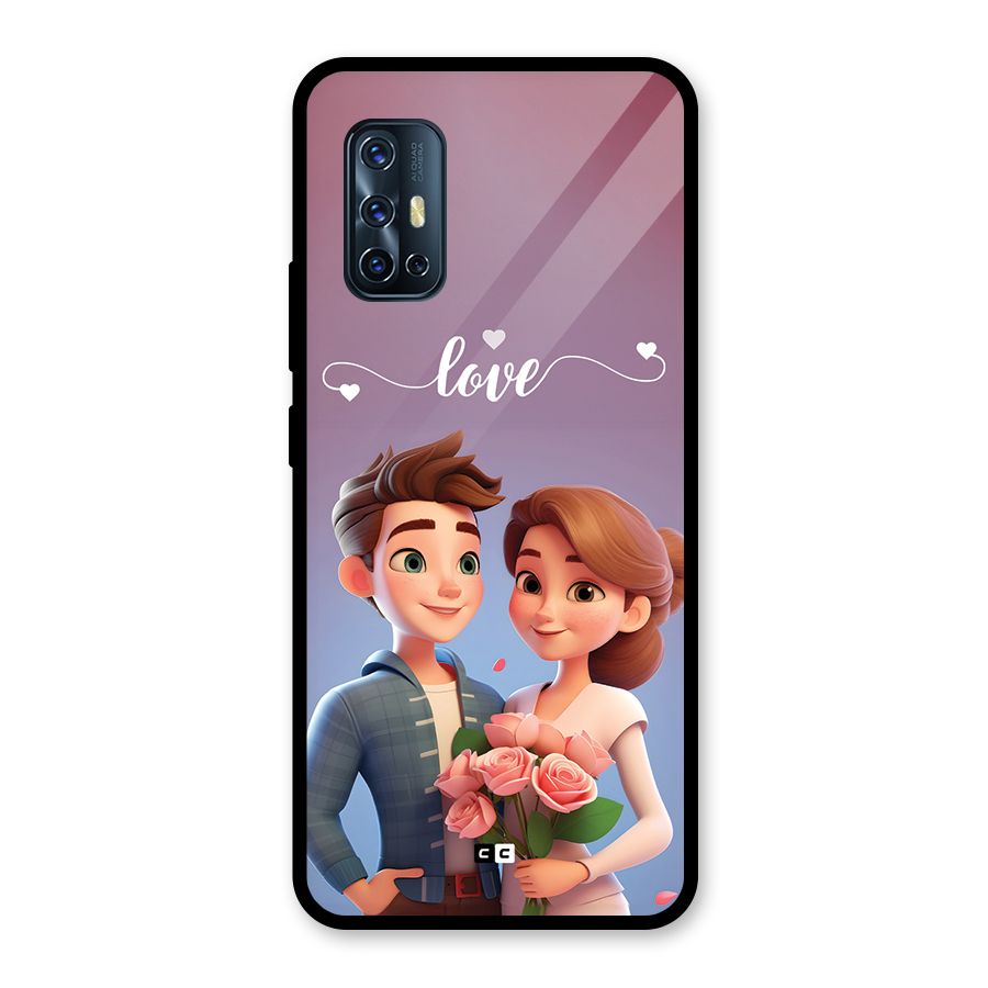 Couple With Flower Glass Back Case for Vivo V17