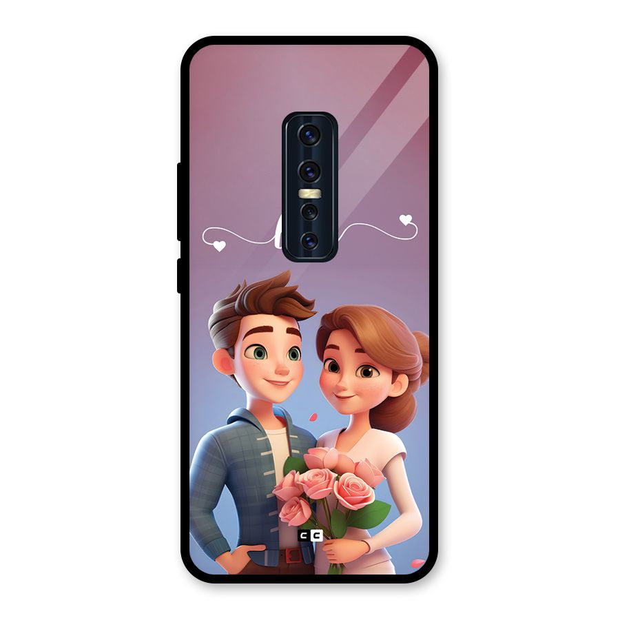 Couple With Flower Glass Back Case for Vivo V17 Pro