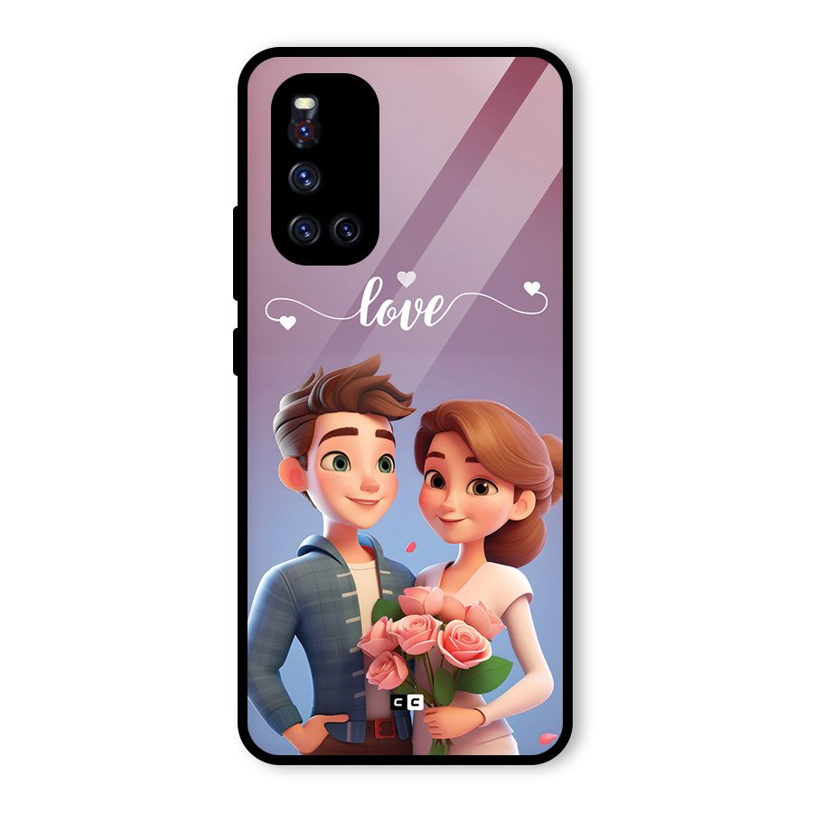 Couple With Flower Glass Back Case for Vivo V19