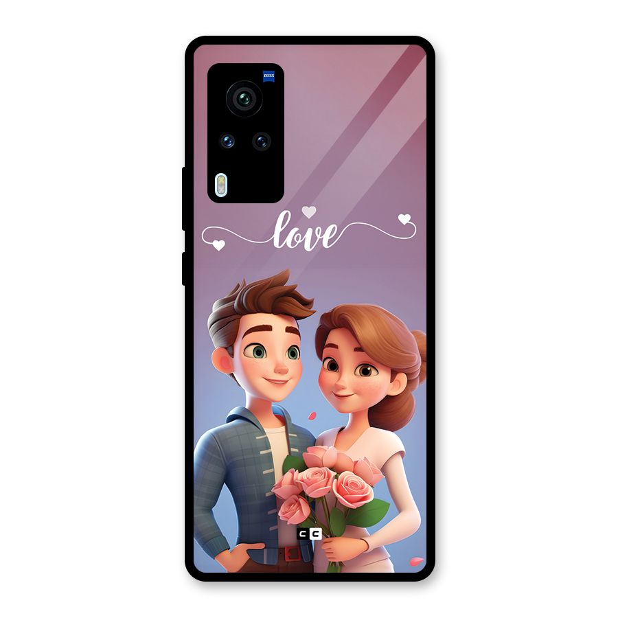Couple With Flower Glass Back Case for Vivo X60 Pro