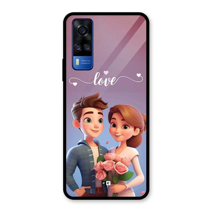 Couple With Flower Glass Back Case for Vivo Y31