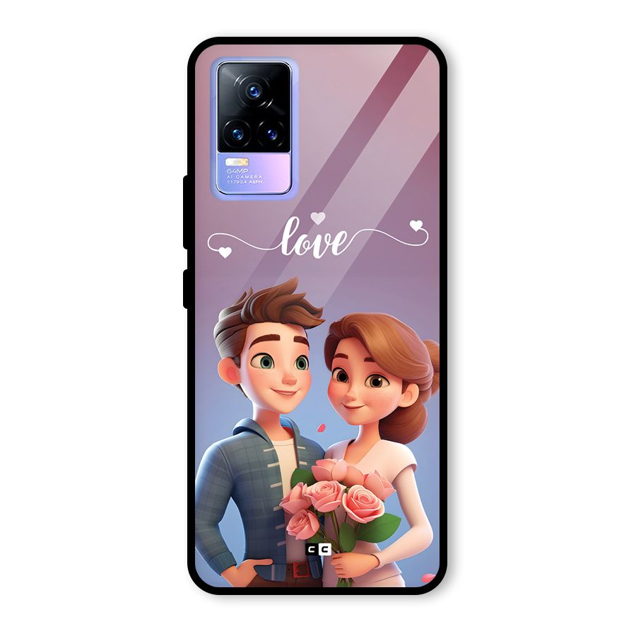 Couple With Flower Glass Back Case for Vivo Y73
