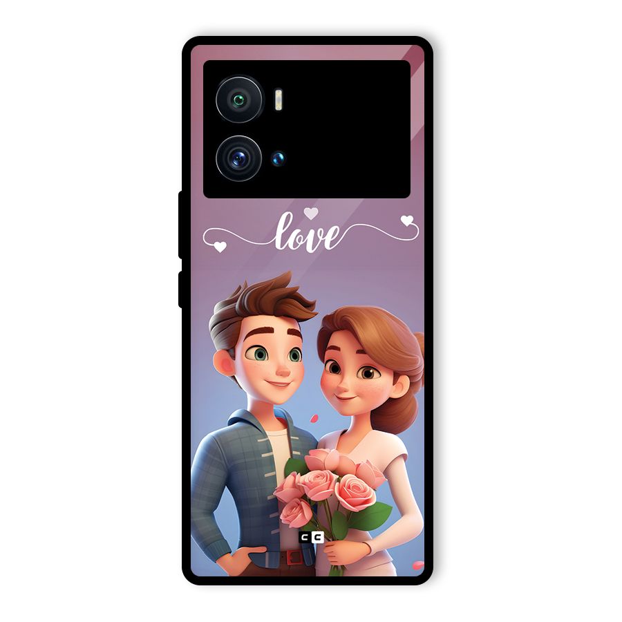 Couple With Flower Glass Back Case for Vivo iQOO 9 Pro