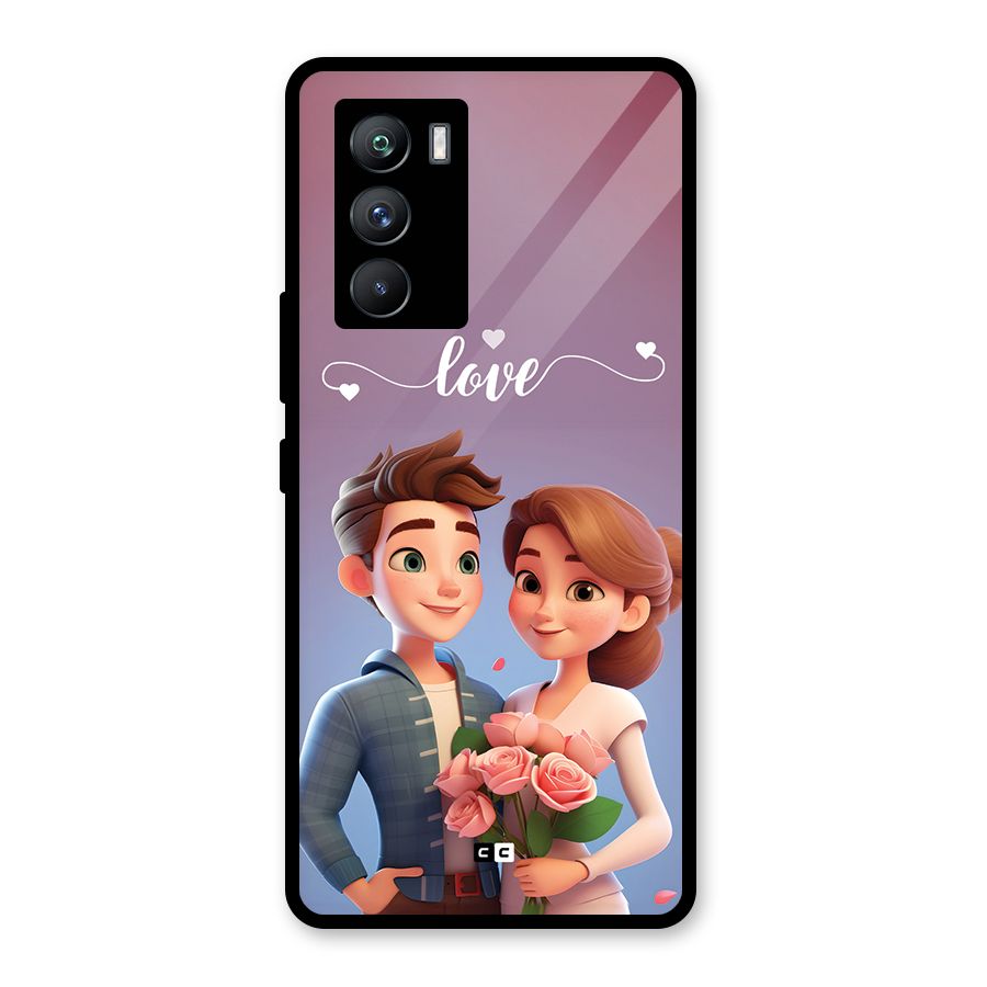 Couple With Flower Glass Back Case for Vivo iQOO 9 SE
