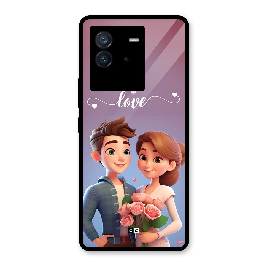 Couple With Flower Glass Back Case for Vivo iQOO Neo 6 5G