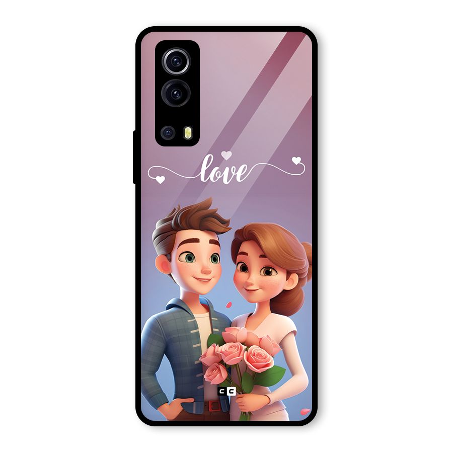 Couple With Flower Glass Back Case for Vivo iQOO Z3