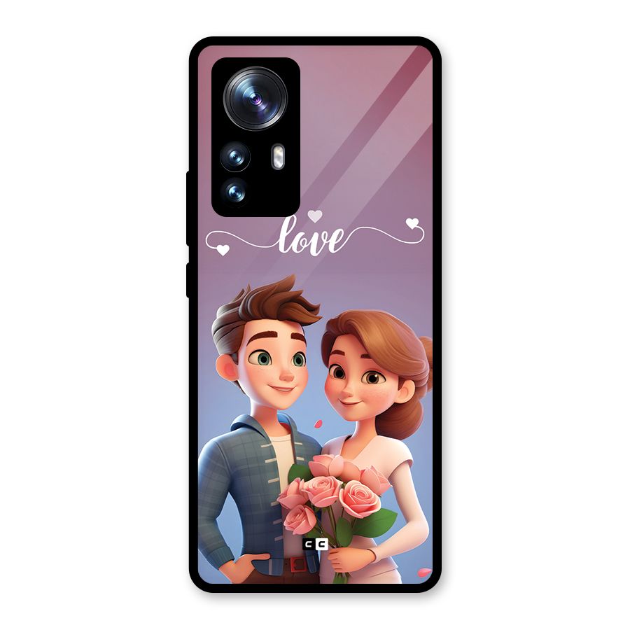 Couple With Flower Glass Back Case for Xiaomi 12 Pro