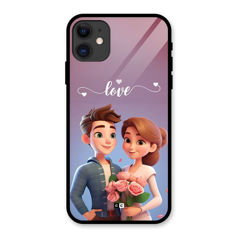 Couple With Flower Glass Back Case for iPhone 11