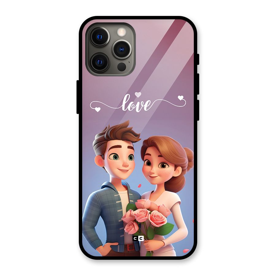 Couple With Flower Glass Back Case for iPhone 12 Pro Max