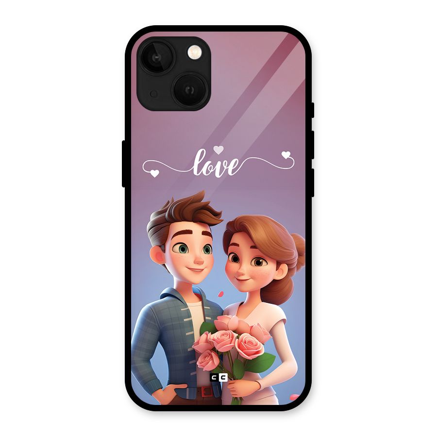 Couple With Flower Glass Back Case for iPhone 13