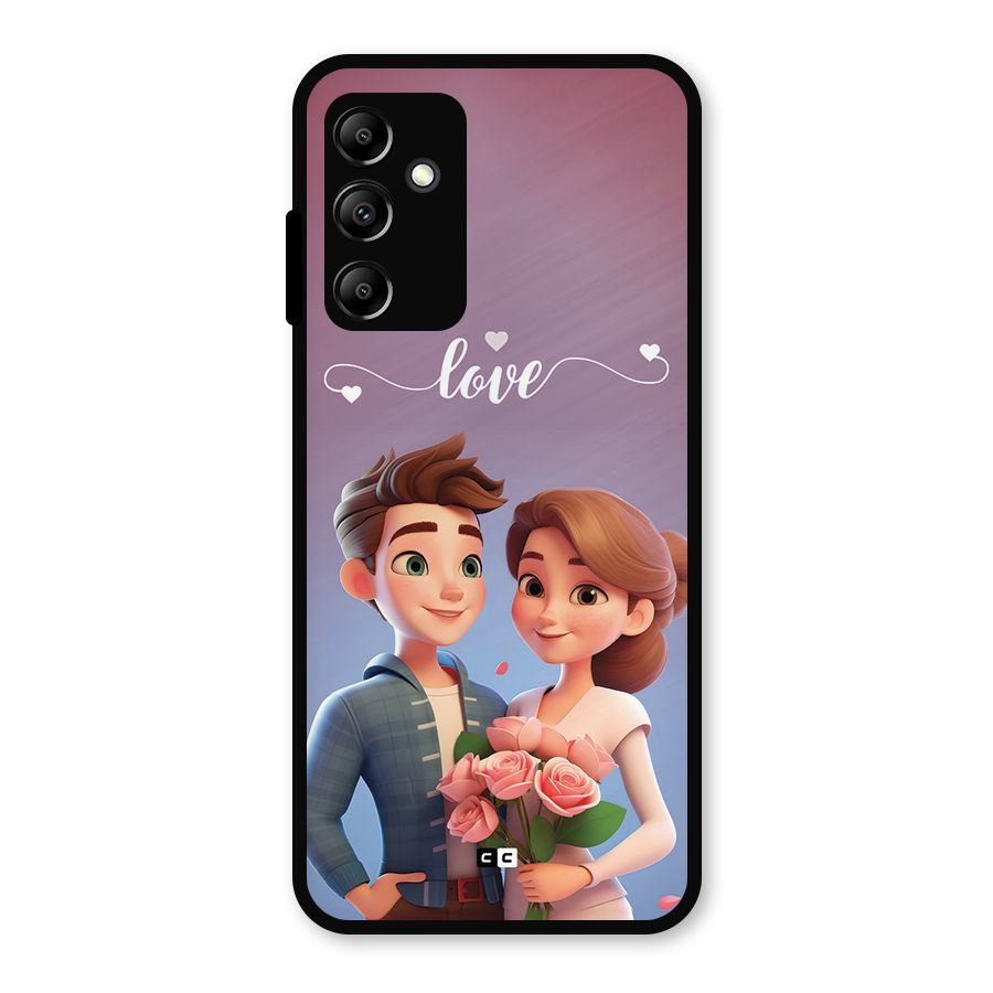 Couple With Flower Metal Back Case for Galaxy A14 5G