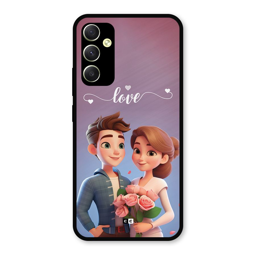 Couple With Flower Metal Back Case for Galaxy A34