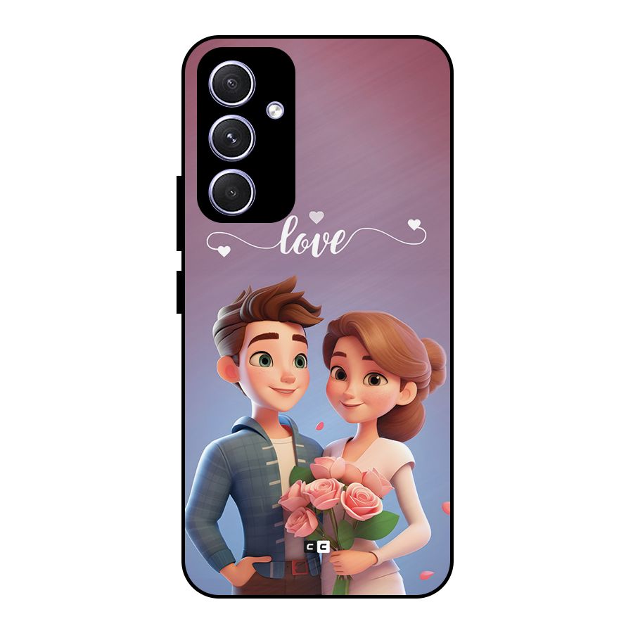 Couple With Flower Metal Back Case for Galaxy A54