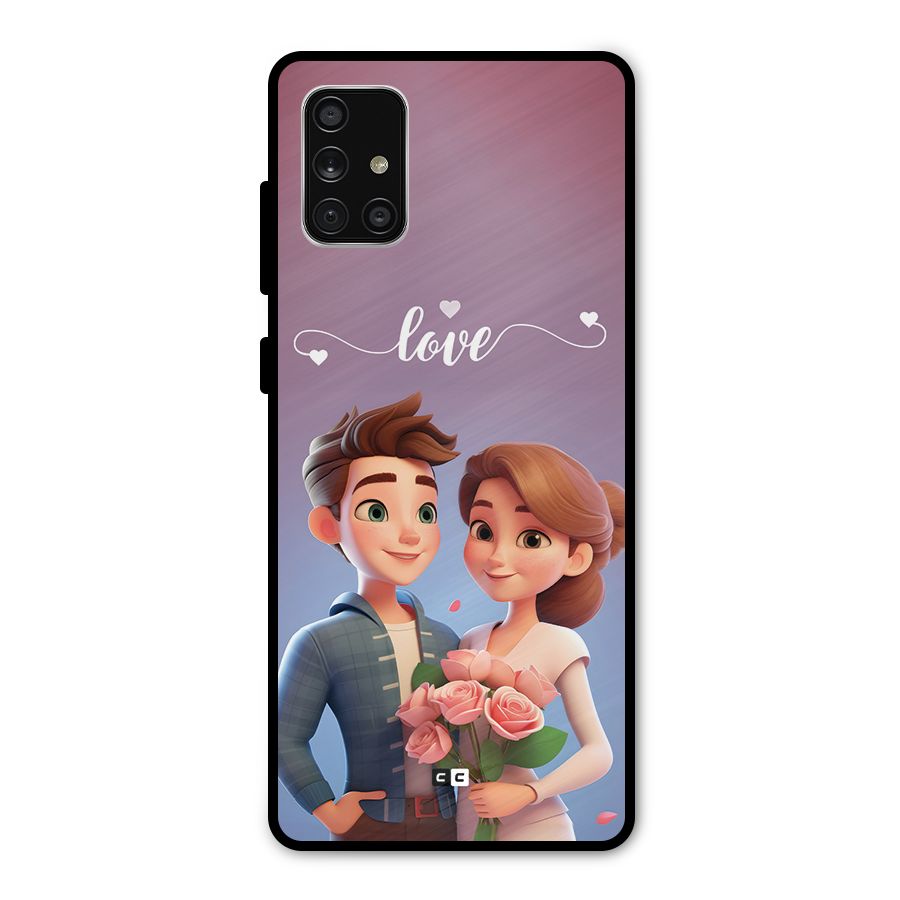 Couple With Flower Metal Back Case for Galaxy A71