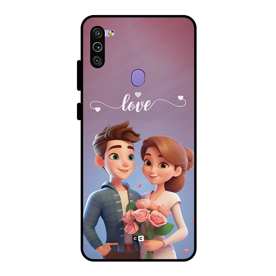 Couple With Flower Metal Back Case for Galaxy M11