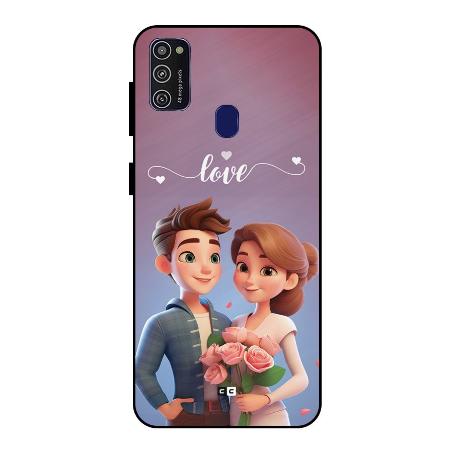 Couple With Flower Metal Back Case for Galaxy M30s