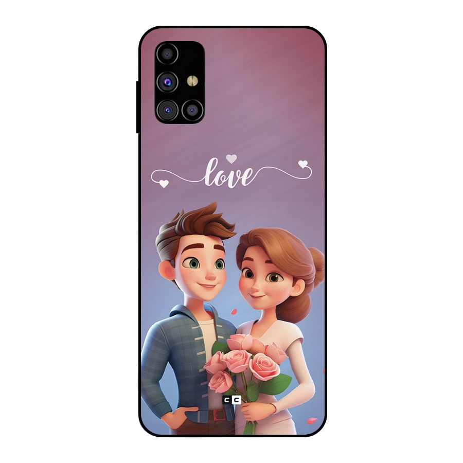 Couple With Flower Metal Back Case for Galaxy M31s