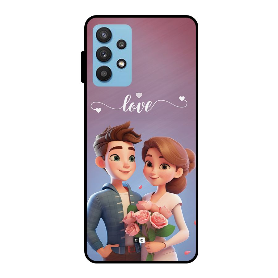Couple With Flower Metal Back Case for Galaxy M32 5G