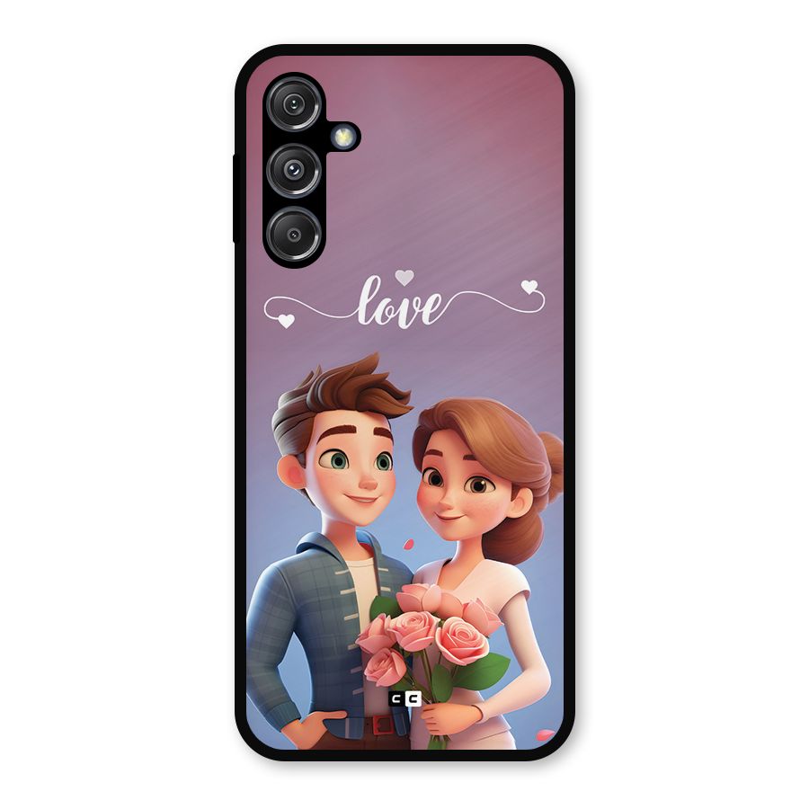 Couple With Flower Metal Back Case for Galaxy M34 5G